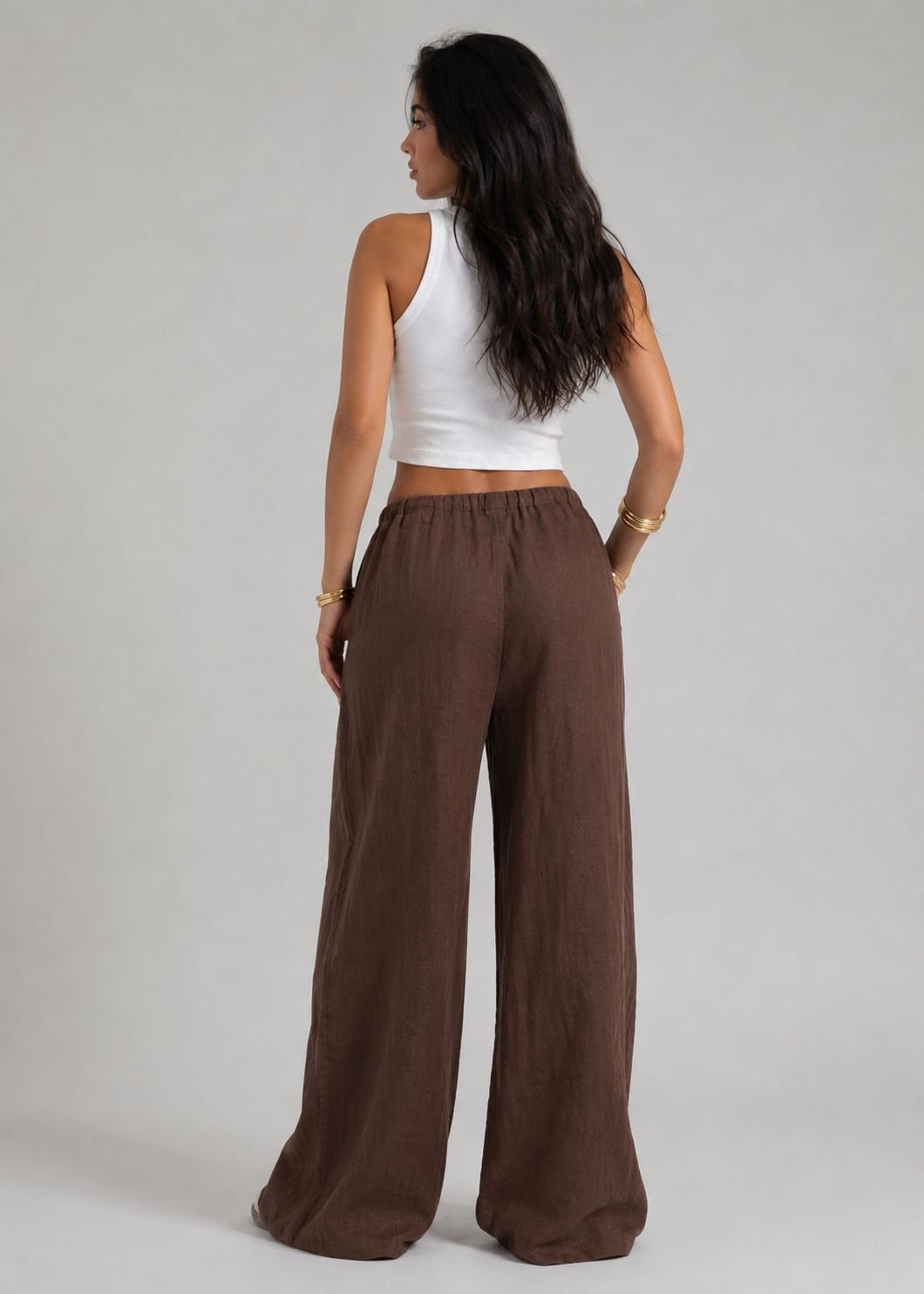 The Brown Wide Leg Linen Pants - Image 2