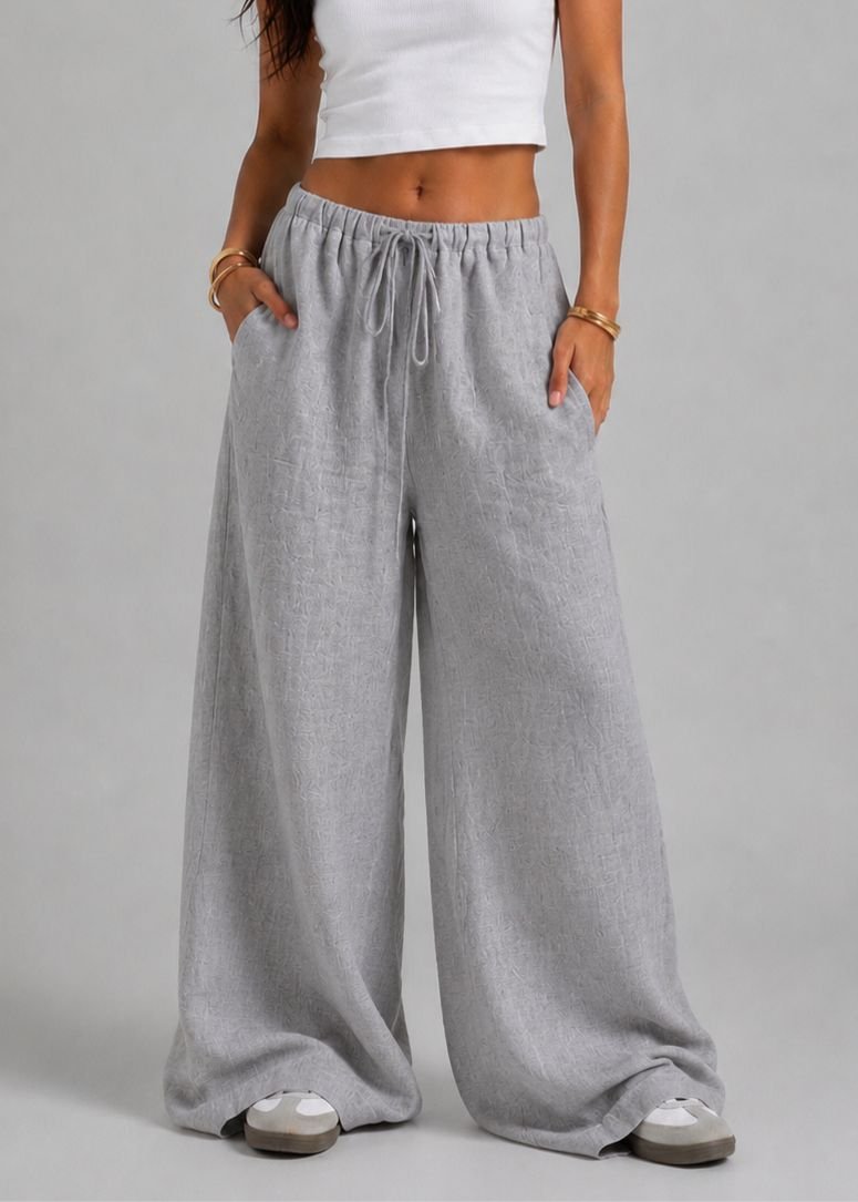The Grey Wide Leg Linen Pants - Image 3