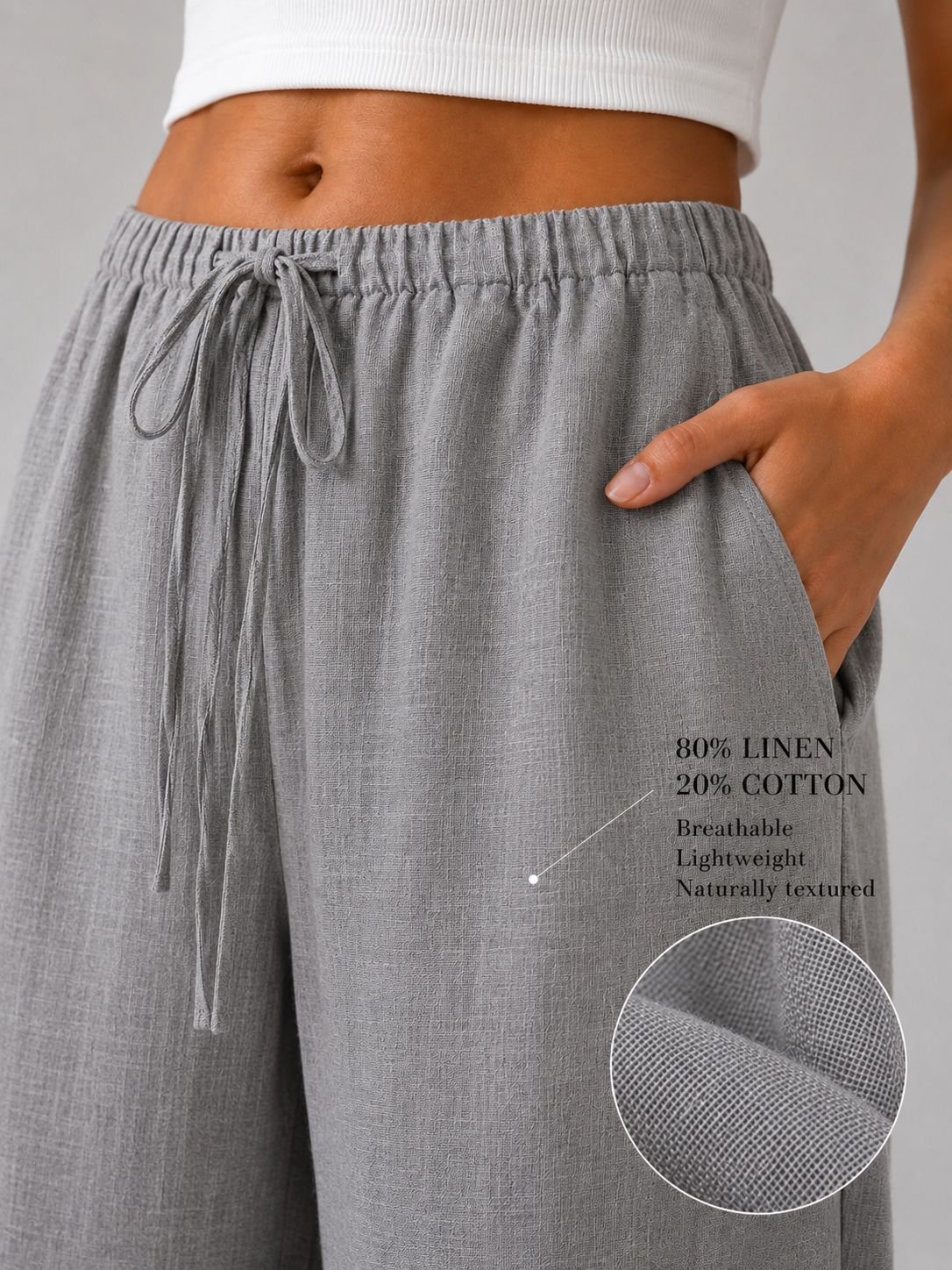 The Grey Wide Leg Linen Pants - Image 2