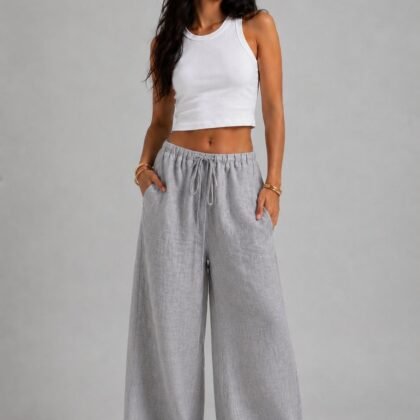 The Grey Wide Leg Linen Pants