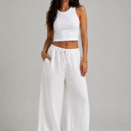 The Off White Wide Leg Linen Pants