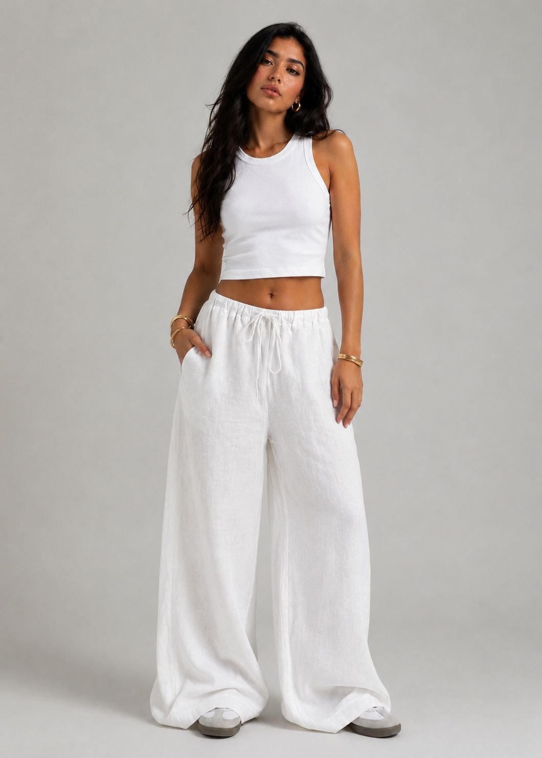 The Off White Wide Leg Linen Pants